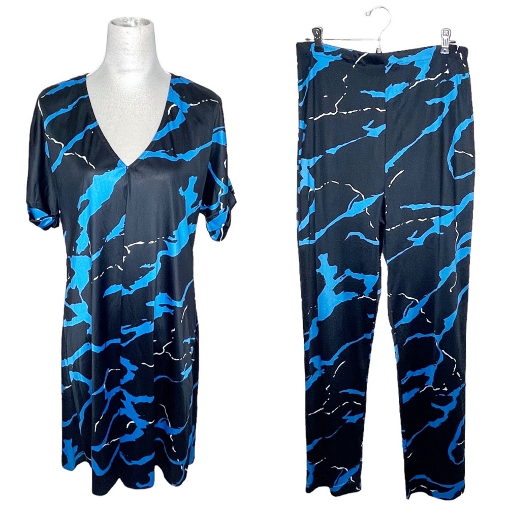 Vintage Christian Dior Beachwear 70s 80s Swim Cover Up Tunic Pant Set Large